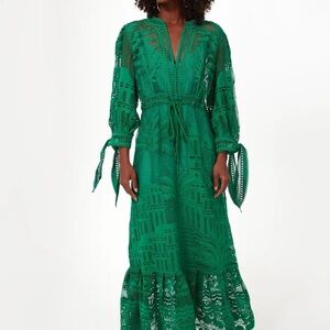 FARM Rio Green GREEN MORADA BOA GUIPURE DRESS